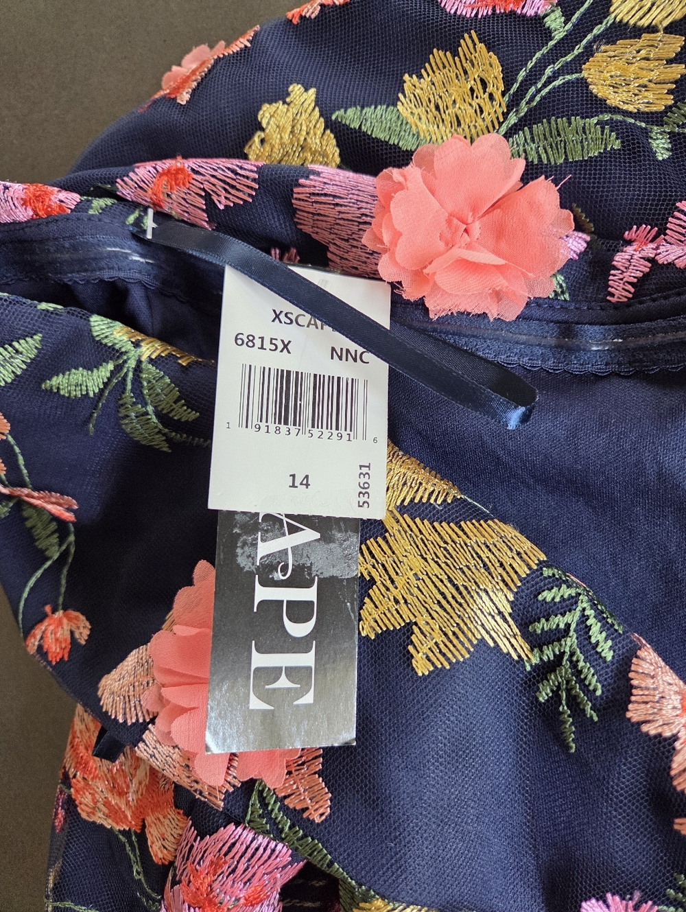 Xscape Off The-Shoulder Embroidered Floral Midi Dress Size 14 NWT $300 Formal - Picture 12 of 16